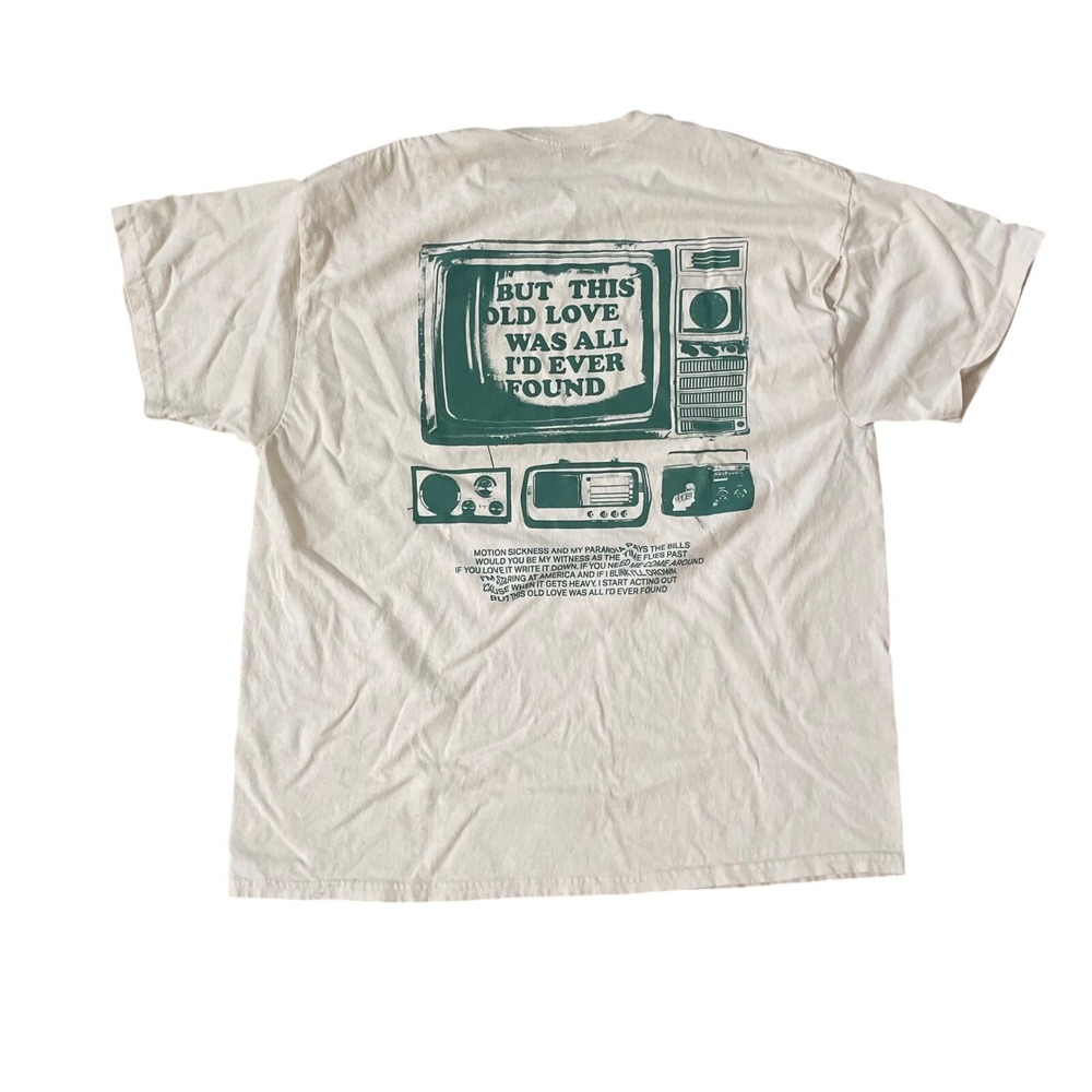 Mt Joy Band Graphic T-Shirt White Green Old Love Lyrics‎ Concert Tee Mens Large